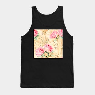 Roses and scrolls watercolor pattern Tank Top